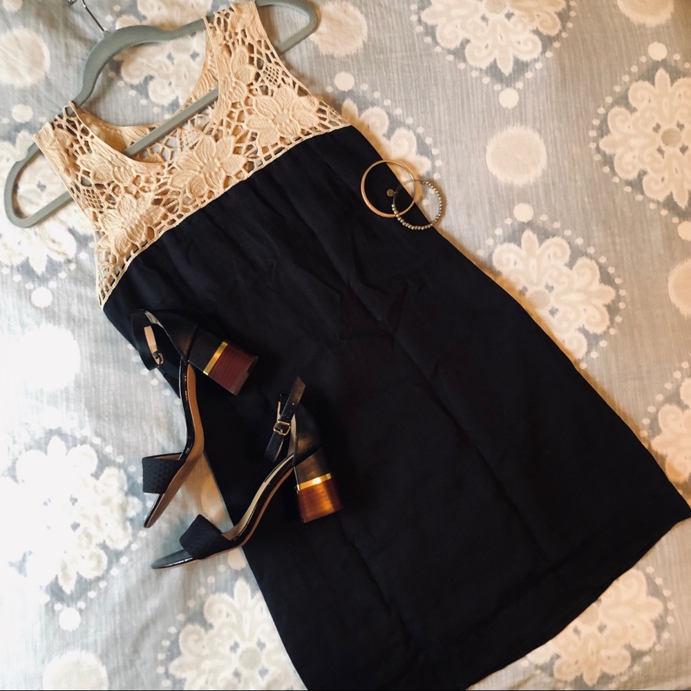 LOFT | Petite | Black | Linen | Shift Dress
